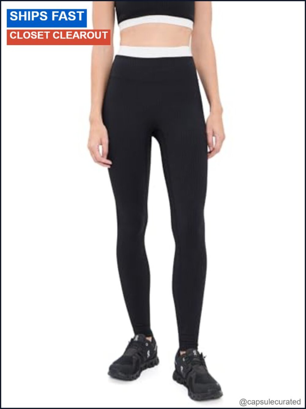 Ribbed Layered Full Leggings Yoga Walking Low Impact Stretch Jersey